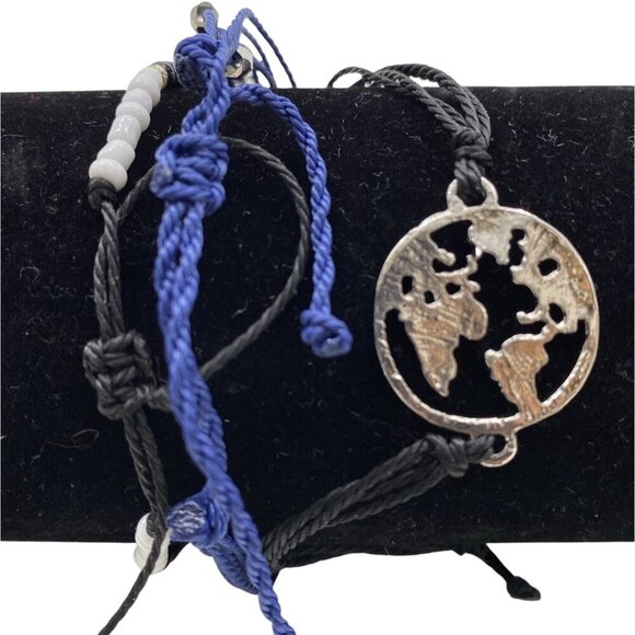 Braided String Friendship Bracelet Set‎ For Women Adjustable World Map Charm - Picture 5 of 8